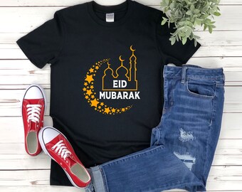 Eid Mubarak Camisa, Mezquita Luna, Camisa Eid, Ramadán Regalo, Ramadán Camisa Mubarak, Camisa Musulmana, Camisa Islam