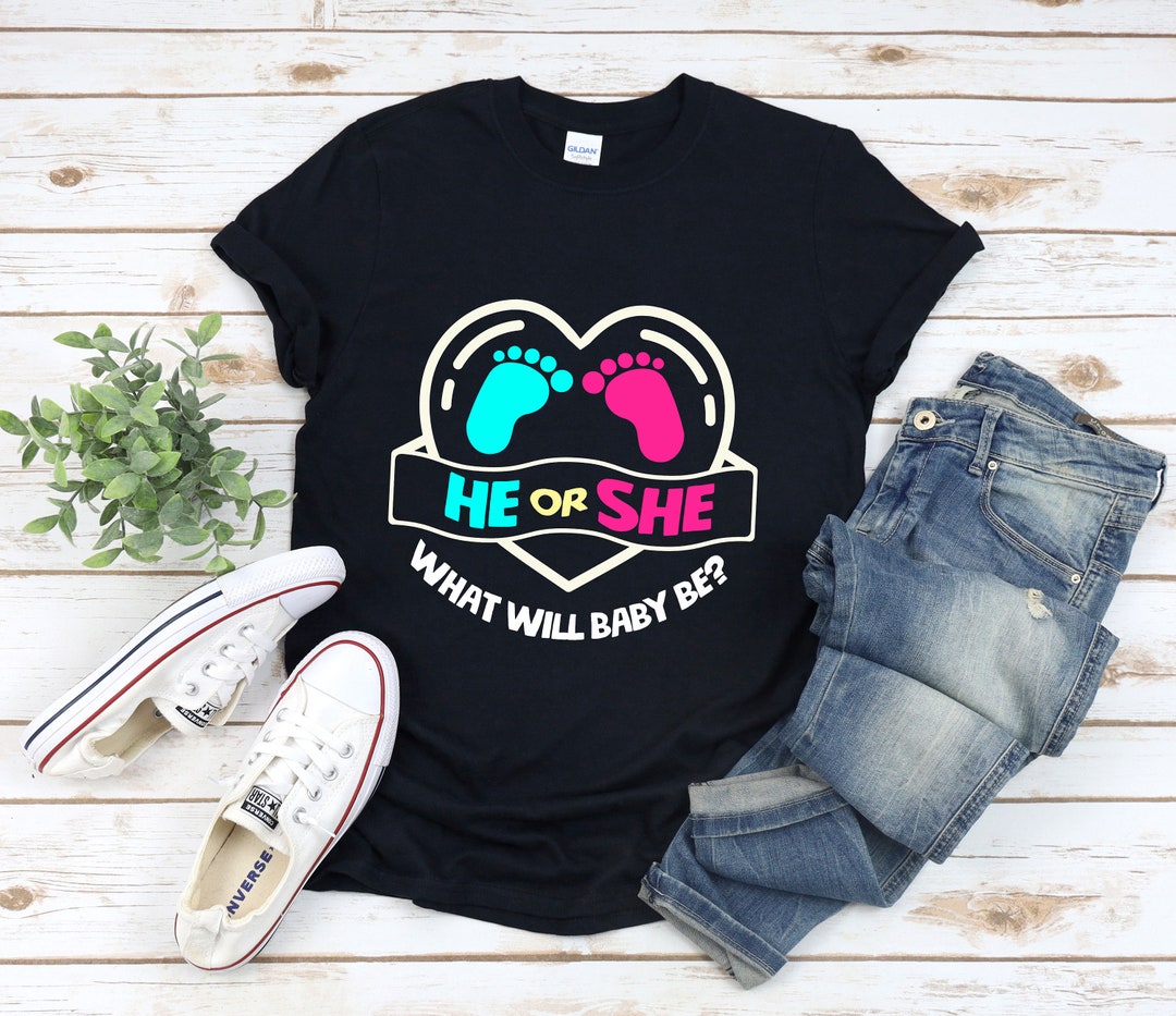 He or She Shirt, He or She What Will It Be, He or She Gender Reveal ...