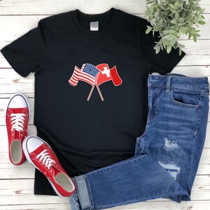 American Flag Shirt, Switzerland Flag Shirt, Switzerland Shirt, America Shirt, Swiss Shirts, American Shirt