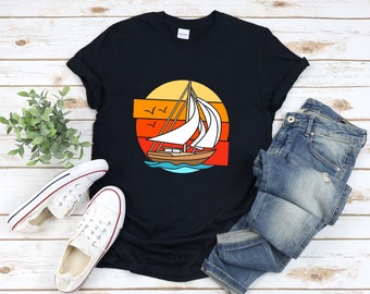 Retro Sailing Shirt, Sailing Boat Shirt, Sailing Tshirt, Sailing Gift, Gifts For Sailing, Sailing T-shirt,  Boating Shirt, Sailing Shirt