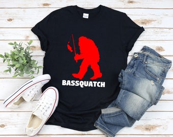 Bigfoot Fishing Shirt, Bassquatch, Bass Fishing Shirt, Sasquatch Shirt, Sasquatch Fishing, Funny Fishing Shirt, Fisherman Shirt