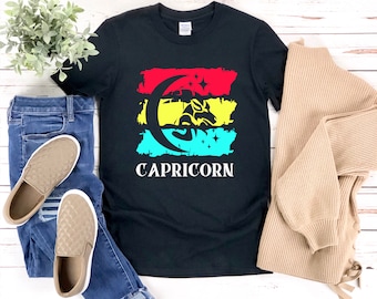 Capricorn Moon Shirt, Retro Zodiac Shirt, Retro Capricorn Shirt, Capricorn Horns Shirt, Capricorn Zodiac Shirt, Capricorn Astrology
