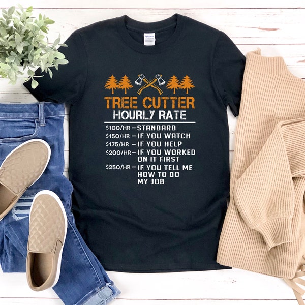 Holzfäller T-Shirt, Baumschneider Stündlich, Lustiges Holzfäller Shirt, Geschenke für Holzarbeiter, Holzarbeit T Shirt, Holzfäller Geschenk