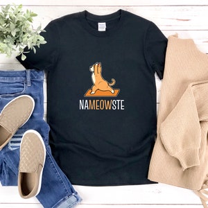 Funny Yoga Shirt, Yoga Cat Shirt, Namaste Cat, Meditation Cat, Cat Exercise, Nameowste, Yoga Pose Tshirt, Funny Workout Shirts For Women