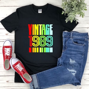 Vintage 1989 Tshirt, Vintage 1989 T Shirt, Vintage Birthday Shirt, Retro 1989, Colorful Retro 1989, 1989 Shirt, 1989 Birthday Shirt