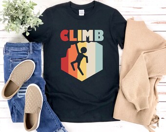 Retro Rock Climbing Shirt, Vintage Climbing, Mountain Climber Shirt, Rock Climber Gifts, Climber Shirt, Rock Climber Gifts