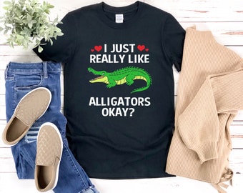 Camisa amante del caimán, camisa de cocodrilo, realmente me gustan los caimanes bien, camisa amante de los animales, linda camisa de cocodrilo