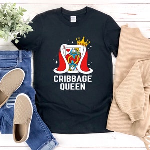 Chemise Cribbage, Chemise Cribbage Queen, Chemise Queen Heart, Cadeaux pour joueurs de cartes, Chemise de jeu de société, Chemise De jeu de cartes