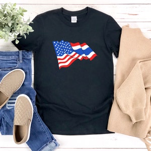 Thailand Shirt, Half American Half Thai, American Shirt, Thai Shirt, American Thai Shirt, American Flag Shirt, Thailand Flag Shirt