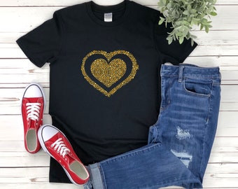 Cheetah Heart Tshirt, Cheetah Print Shirt, Cheetah T-shirt, Cheetah Gifts, Cheetah Tshirt, Cheetah Shirt, Cheetah Tee Shirt