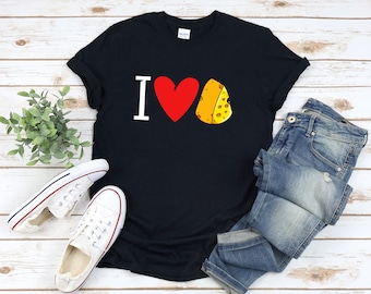 Me encanta el queso, regalo para amantes del queso, camisa amante de la comida, camisa de queso, camisa foodie, camisa láctea, regalos para los amantes del queso