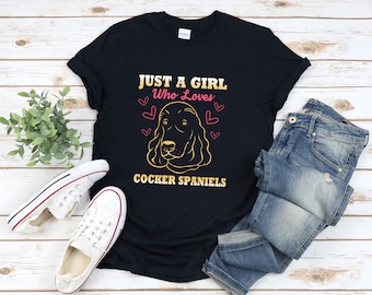 Camisa de perro Cocker Spaniel, solo una chica que ama a los Cocker Spaniel, camisa de niña perro, regalos de Spaniel inglés, camisa de Cocker Spaniel inglés