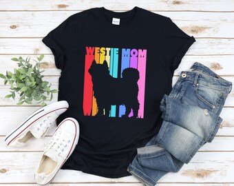 Camicia mamma Westie, camicia per cani Westie, camicia Westie per le donne, regalo per la festa della mamma della mamma del cane, camicia amante dei cani, camicia per cani retrò