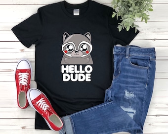Linda camisa mapache, Hola amigo, camisa lindo animal, lindo mapache, regalos mapache, amante mapache, camisa mapache