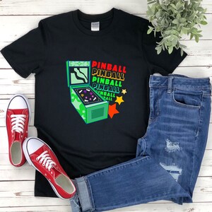 Koszulka z maszyną do gry w pinball, Koszulka z pinballem, Koszulka z grą Arcade, Koszulka z pinballem, Koszulka z pinballem Vintage, Koszulki z pinballem
