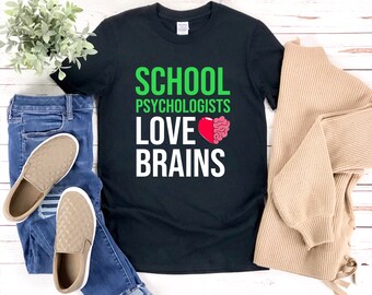 Schoolpsycholoog Shirt, School psychologen houden van hersenen, psycholoog shirt, schoolpsychologie shirts, psychologie T-shirt