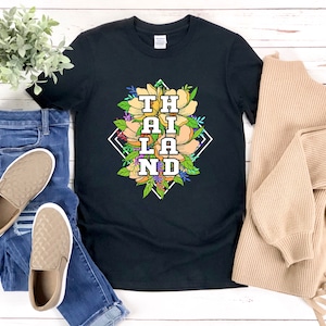 Thailand Shirt, Thailand T-shirt, Flower Design Shirt, Thai Shirt, Thailand Gifts, Vacation Shirt, Thailand Tshirt