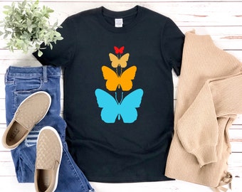 Mariposa colorida, Camisa de mariposa monarca, Camisa de mariposa, Camiseta de mariposa, Camisa de jardín, Camisa de insectos, Regalos de mariposa monarca