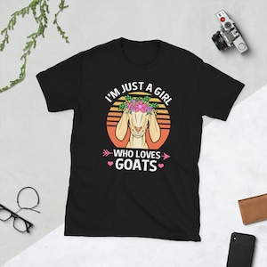 Goat Shirt For Women, Just A Girl Who Loves Goats Shirt, Goat With Flower Crown, Retro Goat Shirt, Goat Lover Gift