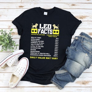 Leo Shirt, Leo Nutrition Facts, Funny Zodiac, Leo Birthday Gifts, Funny Birthday Shirt, Leo Zodiac Shirt, Horoscope Shirt