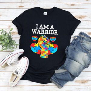 I Am A Warrior, Autism Shirt, Autism Puzzle Pieces, Autism Warrior, Autism Awareness Shirt, Fist Hand, Autism Puzzle Heart, Autism Rainbow