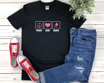 Roller Skating Shirt, Peace Love Skate, Skating Shirt, Roller Skater Shirt, Gifts For Skaters, Skate Lover Gift