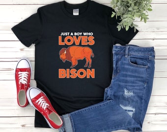 Bison Shirt Men, Just A Boy Who Loves Bison, Bison Lover Shirt, Animal Lover Shirt, Buffalo Shirt, Bison Shirt