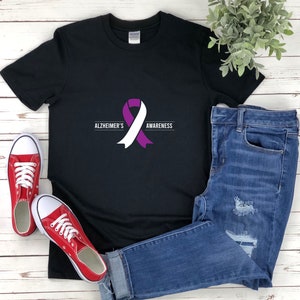 Camisa de concientización sobre el Alzheimer, Cinta de concientización sobre el Alzheimer, Cinta de concientización púrpura, Camisa para el Alzheimer, Camisa para la demencia,