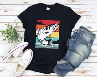 Camicia di pesce basso, camicia da pesca retrò, camicia di pesce, camicie da pesca vintage, camicia da pescatore, camicia di pesce retrò, maglietta da pesca da uomo