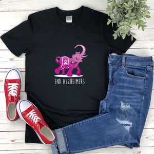Camisa End Alzheimers, Camisa Elephant Alzheimers, Camisa de Concientización sobre el Alzheimer, Camisa de Cinta Púrpura, Camisa de Concientización sobre la Demencia