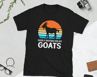 Fácilmente distraído por la camisa de cabra, camisa de cabra divertida, camisa de cabra, cabra vintage, camiseta de cabra, regalo de amante de cabra, silueta de cabra