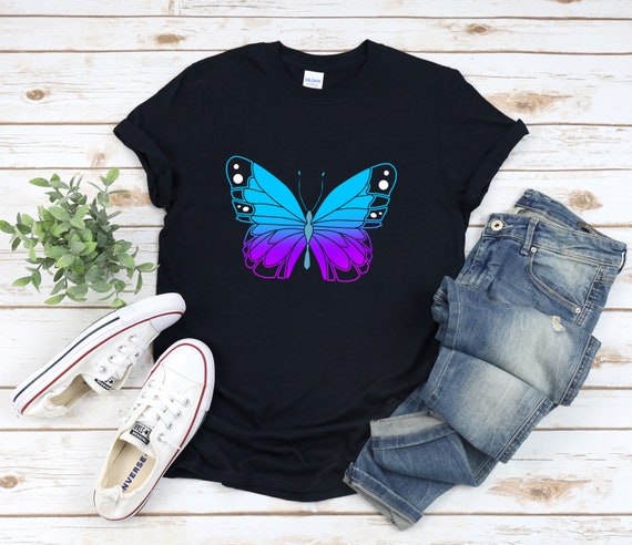 Camisetas de mariposa monarca para mujer alas azules de mariposa monarca camisa de mariposa azul camiseta de mariposa monarca camisa de mariposa linda Etsy Mexico
