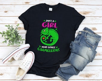 Chameleon Shirt For Women, Gifts For Reptile Lovers, Just A Girl Who Loves Chameleons, Cute Reptile Shirt, Lizard Shirt