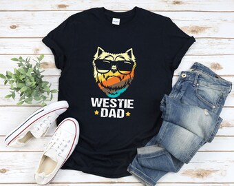 Camicia per papà Westie, Camicia per papà cane, Camicia per cani con occhiali, Camicia West Highland Terrier, Camicia per cani Festa del papà, Camicia per cani Westie per uomo