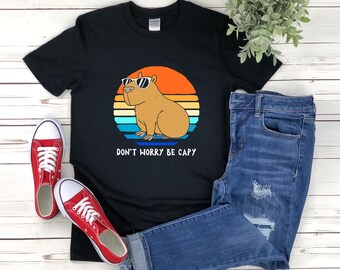 Linda camisa de capibara, no te preocupes ser capy, camisa de capibara retro, camisa de capibara, camisa de ser feliz, camisa amante de capibara, regalo de capibara