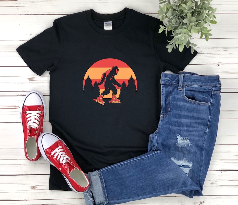 Roller Skating Shirt, Vintage Skate Shirt, Bigfoot Roller Skating, Funny Bigfoot Shirt, Retro Bigfoot, Roller Skating Gift image 1
