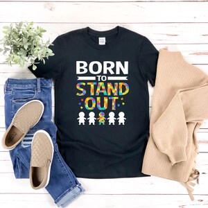 Autism Awareness Shirt, Autism T Shirt, Born To Stand Out, Autism Puzzle Pieces, Autism Shirt Men, Autism Gifts, Autism Quote