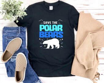 Save The Polar Bears T-shirt, Polar Bear Shirt, North Pole Shirt, Ice Bear Shirt, Arctic Animal Shirt, Winter Bear Shirt