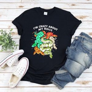 Kungspytonskjorta, jag är galen i mina bollar, pytonormsägareskjorta, rolig pytonormskjorta, retro ormskjorta, pytonorm-t-shirt