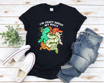 Ball Python Shirt, ik ben gek op mijn ballen, Python Owner Shirt, Funny Python Shirt, Retro Snake Shirt, Python T-shirt