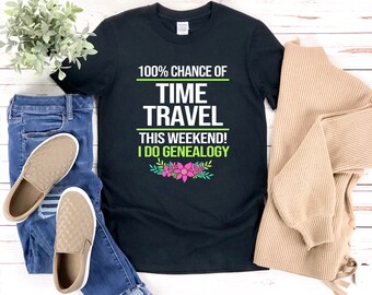 Drôle de chemise généalogique, ascendance familiale, 100 chances de voyager dans le temps ce week-end Je fais de la généalogie, des cadeaux généalogistes