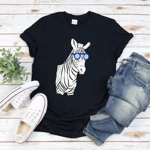 Cute Zebra Shirt, Zebra Shirt, Zebra Gifts, Zebra Wearing Sunglasses, Zebra Tee Shirt, Zoo Animal Shirt, Zebra Tshirt
