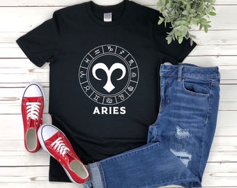 Aries Symbol Shirt, Zodiac Sign Aries, Aries Shirt, Astrological Shirt, Horoscope Shirt, Aries Birthday Gift, Aries Sign, Aries Zodiac Shirt