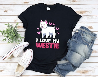 Camicia per cani Westie, Amo il mio Westie, Regali per gli amanti di Westie, Camicia per proprietari di cani Westie, Amo la camicia per cani, Regali West Highland Terrier