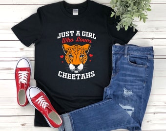 Cheetah Shirt, Just A Girl Who Loves Cheetah, Cute Cheetah Shirt, Cheetah Face Shirt,  Cheetah Tee Shirt, Cheetah Gifts