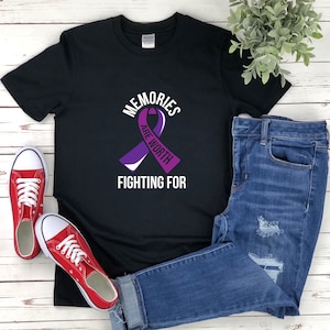 Camisa de concientización sobre el Alzheimer, Cinta de concientización sobre el Alzheimer, Vale la pena luchar por los recuerdos, Camisa de cinta púrpura, Cinta de concientización púrpura