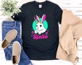 Hello Shirt, Jackalope Shirt, Cute Jackalope, Cryptozoology Shirt, Cute Rabbit Shirt, Mythical Creatures Shirt, Gifts For Rabbit Lover