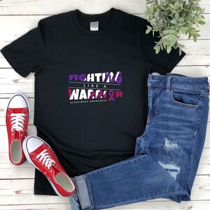 Camisa de concientización sobre el Alzheimer, camisa de lucha como un guerrero, camisa de Alzheimer, camisas de lucha, camisa del mes de la concientización, camisa de demencia
