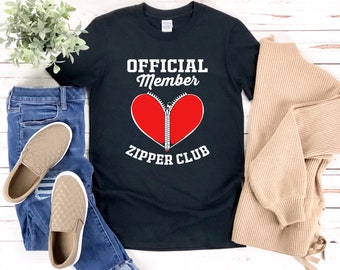 Open Heart Surgery Shirt, Funny Surgery Survivor Shirt, Funny Get Well Gift, Official Member Of Zipper Club, Heart Surgery Recovery