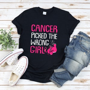 Cancer Picked The Wrong Girl, Cancer Picked The Wrong Woman, Breastcancer Awareness, Breastcancer Shirt, Cancer Boxing Gloved, Breastcancer